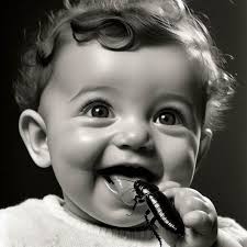 What is the most random memory that popped into your head today? Illustrate  it. 8 months old me while eating a cockroach. Alive