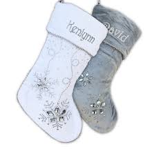 Personalized Christmas Stockings Silver White Velvet 20 With Ice Cr