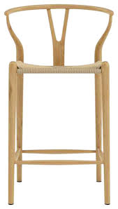 Vodur wishbone chair natural solid wood dining chairs/hans vegner y chair rattan and wood accent armrest chair (ash wood + natural wood color) 4.8 out of 5 stars. Wishbone Y Counter Stool Ash And Natural Cord Midcentury Bar Stools And Counter Stools By G Furn Wishbone Cst Ash Nat Houzz
