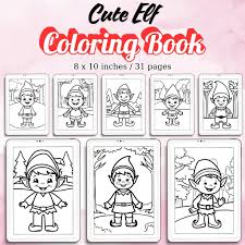 Cute Elf Coloring Pages Vol.1 / Sheets of Cute Elf {Coloring Book} | Made  By Teachers