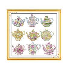 The Teapot Series Cross Stitch Kit 14ct 11ct Flowers Patterns Count Print Stitch Embroidery Diy Handmade Needlework Dreamfounder Embroidery Diy Handmade Needleworkcross Stitch Kits Aliexpress