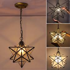 Antique Moravian Star Pendant Light Metal Glass Shade Lamp Ceiling Lights Ebay