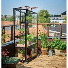 Serre Urbaine En Verre Trempe Avec Roulettes City Greenhouse Juliana En 2020 Serre Arriere Cour Jardin De Ville Maison Verte