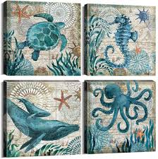 Check out our octopus bathroom decor selection for the very best in unique or custom, handmade pieces from our home & living shops. Yoooahu Canvas Art Beach Bathroom Decor 4 Piece