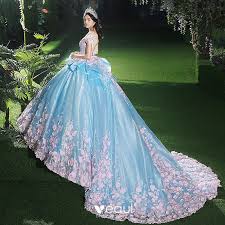 Check spelling or type a new query. Atemberaubend Blau Brautkleider Hochzeitskleider 2017 Rundhalsausschnitt Kurze Armel Ruckenfreies Applikationen Rosa Blumen Organza Ruschen Ballkleid Kapelle