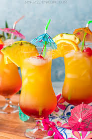 Add pineapple juice and orange juice. Malibu Sunset Cocktail