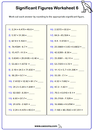 Significant Figures Calculations Math Examples Worksheets Math Worksheet
