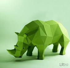Rhino Paper Craft Digital Template Origami Lowpoly Pdf Etsy Paper Sculpture Paper Animals Cardboard Art
