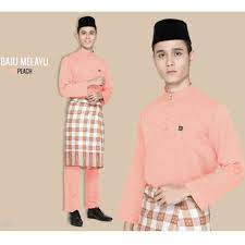 Malay traditional attire for boy, baju melayu made from quality cotton fabric. Baju Melayu Moden Peach Ayah Anak Shopee Malaysia