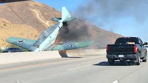 The crew may have reported failure of an engine prior to the accident. Vintage Plane Erupts In Flames After Crashing Onto Freeway In Southern California Abc News