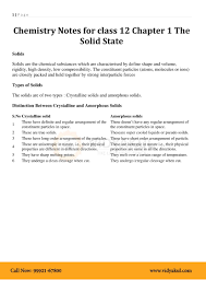 Download Pdf Of Class 12 Chemistry Notes Chapter 1 Solid State Made By Expert Teachers From Latest Ncert Guidelines These Note In 2020 Chemistry Notes Chemistry Class