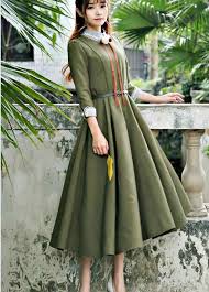 Free Shipping 2017 Spring New Arrival High Quality Peter Pan Collar Puff Sleeve Three Quarter Sleeve Woman Long Chiffon Dress Chiffon Dress Long Chiffon Dressdr Chiffon Dress Long Cheap Chiffon Dresses Vintage Dresses