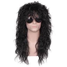 Could you see yourself in a throwback hairstyle? Amazon Com Fantalook Mens 80s Long Curly Black Rocker Costume Wig Clothing Shoes Jewelry