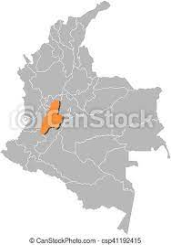 On the east by the department of cundinamarca. Map Colombia Tolima Map Of Colombia With The Provinces Tolima Is Highlighted By Orange Canstock