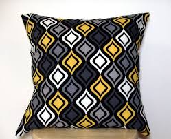Black And Gray Throw Pillows Decor Throw Pillow Cover Gray Yellow Black White Mix By Jaycimay 16 00 Gold Throw Pillows Pillows Throw Pillows
