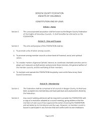 BERGEN COUNTY FEDERATION KNIGHTS OF COLUMBUS CONSTITUTION AND BY-LAWS