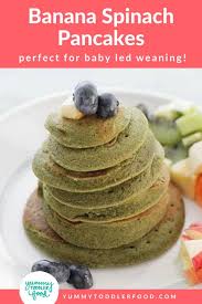 Banana Spinach Pancakes Easy Healthy Perfect For Kids And Babies Recipe Breakfast For Kids Baby Food Recipes Spinach Pancakes