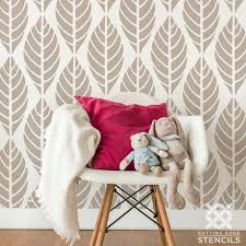 This Modern Leaf Wall Pattern Brings The Tranquility Of Nature Right Into Your Home Leaves Allover Stencil From Cutti Cheap Home Decor Home Decor Home Diy