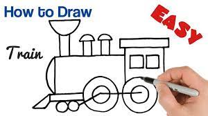 How To Draw A Train Steam Locomotive Easy For Kids Train Drawing Steam Trains Easy Drawings For Beginners