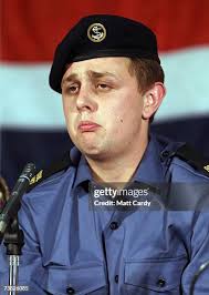 Royal Marine Adam Sperry media at a press conference held at RAF... News  Photo