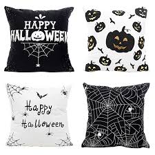 Black And White Pillow Covers Amazon Amazon Com Miulee Pack Of 4 Happy Halloween Black And White Decor Throw Pillow Cover Ba Halloween Throw Pillow Black And White Decor Decorative Cushion Covers