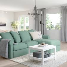 Gronlid كنبة 3 مقاعد مع أريكة طويلة Ljungen أخضر فاتح Ikea