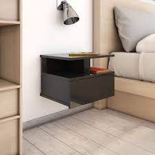 The most common floating bedside table material is wood. Vidaxl Floating Nightstand 40x31x27 Cm Chipboard High Gloss Black Black