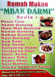 Berbagai macam jenis usaha jasa kuliner seperti warung kaki lima, rumah makan, kedai, dengan berbagai varian menu kian berkembang. Rumah Makan Mbak Darmi Info Kuliner