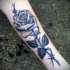 Rose barbed wire tattoo designs. Rose And Barbed Wire Tattoo
