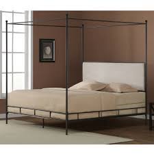 After assembly, this product can support up to 500 lbs. King Size Metal Canopy Bed Cream Color Upholstered Headboard Fastfurnishings Com