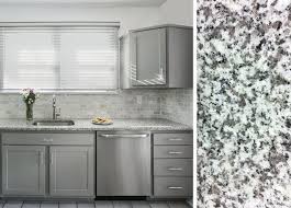 How To Pair Countertops With Gray Cabinets Grey Granite Countertops Granite Countertops Kitchen Kitchen Cabinets And Granite