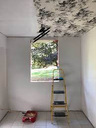 The great collection of wallpaper on ceiling for desktop, laptop and mobiles. Smoky Rose Floral Wallpapered Ceiling In The Mudroom