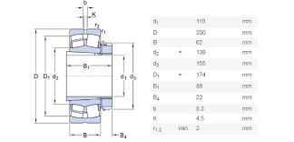 Bearing Skf 23124 Cck W33 Equipped With A Conical Adapter