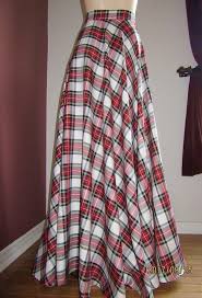 Dress Stewart Floor Length Skirt Red White Pink Plaid Full Circle Skirt Side Pocket Maxi Skirt Plaid Wedding Full Circle Skirts Skirt Outfits Tea Length Skirt