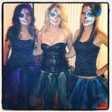 Sugar Skull Costumes W Homemade Tutus Homemade Tutu Sugar Skull Costume Fall Halloween