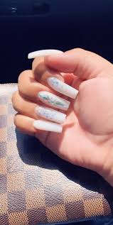 Acrylic nails grace the fingers of plenty of modern celebrities, but they've been around since the '50s. Soft White Acrylic Long Nails Ombre Rhinestone White Acrylic Nails Long Nails Pink Ombre Nails