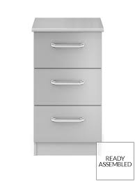 Argos home amelie 1 drawer mirrored bedside table. Sanford Ready Assembled High Gloss 3 Drawer Bedside Chest Very Co Uk