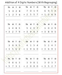 Recommended for students in 1st grade and 2nd grade. Maths Class 4 Addition Of 4 Digits Numbers With Regrouping Worksheet 7