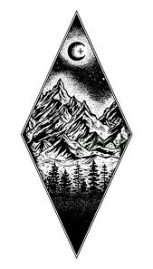 Acaia Small Diamond Nature Mountain Trees Stars Temporary Tattoos Black And White Drawing Fake Tattoos Elements Tattoo