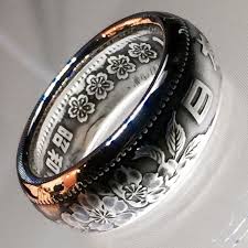 ᐈ how much is rm1000【one thousand】 malaysian ringgit in japanese yen? Beautiful Floral Detailed Japanese 1000 Yen Coin Ring Mens Ring Designs Coin Ring Rings For Men
