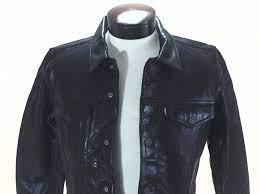 Levi S Genuine Buffalo Leather Trucker Jacket Snap Up Red Tab Men S S 398 New Levis Leatherjacket Casual Trucker Jacket Jackets Buffalo Leather