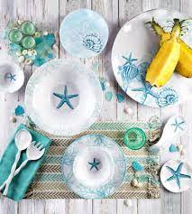 Coastal dinner plates • coastal salad plates • coastal pasta bowls • coastal soup bowls • coastal dessert plate. Coastal Nautical Melamine Plates Dinnerware For Outdoor Entertaining Coastal Decor Ideas Interior Design Diy Shopping