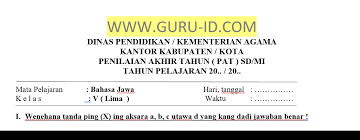 Jun iku wadah kanggo golek …. Soal Jawaban Pat Bahasa Jawa Kelas 5 Semester 2 Tahun 2021 Info Pendidikan Terbaru