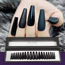 Press on nail packaging ideas play a key role in your business and should not be overlooked. Amazon Com Noval Black Press On Nails Full Cover Coffin Shape False Nail Tips 20 Pcs Box Beauty