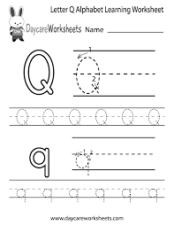 free letter q alphabet learning worksheet for preschool