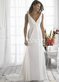 Elegant Sheath V Neck Empire Waist Satin Wedding Dress For Bride Wedding Dresses Ruffle Wedding Dress Destination Wedding Dress