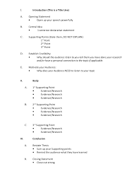 Your outline for an informative speech can touch upon an event, a concept, or even an object. Basic Speech Outline