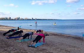 Come End Your Day With Our Beach Yoga Classes Great For Your Mind Body Soul Book Classes Online Burlington Ontario Yoga Program Beach Yoga Yoga