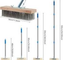 KIWDZFU 12 in. Concrete Scrub Brush with Heavy Duty Stiff Metal Bristle and  62 in. Long Handle PH00522098