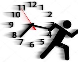 Image of person running against a clock
